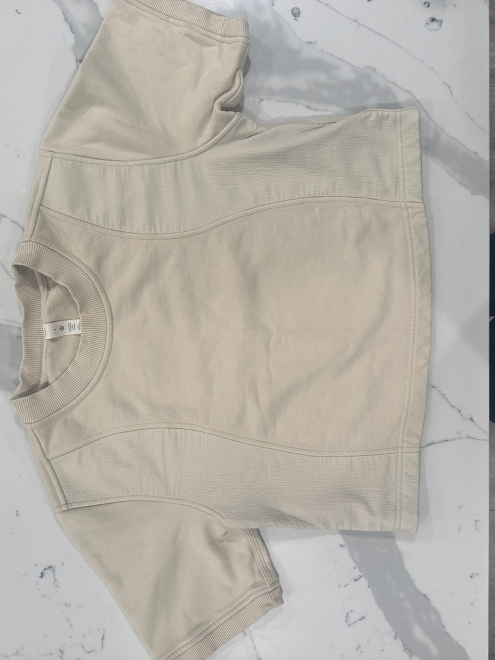 lululemon athletica Cream Ribbed-Neck Sweatshirt